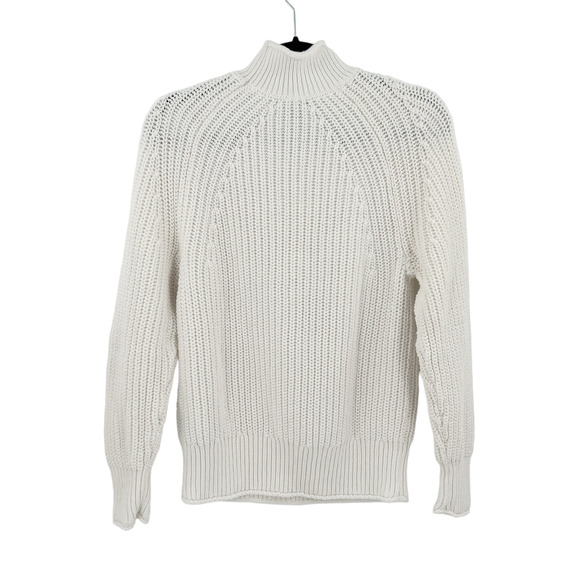 J. Crew Relaxed Rollneck Knit Cotton Sweater in White BE159 - Picture 5 of 9